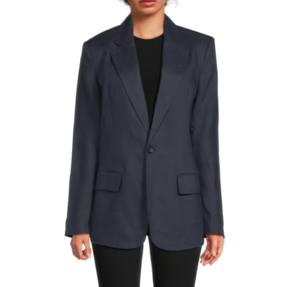 A.L.C. 'Arlo' Tailored Linen Blazer Jacket, Midnight Blue